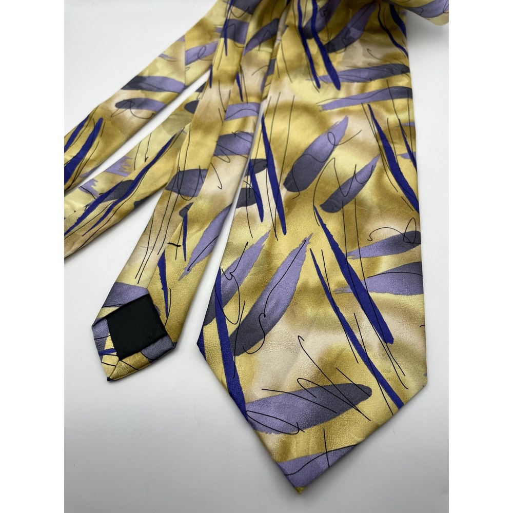 J Garcia Lunch Collection Thirty-Seven Silk Necktie Gold Purple Abstract Art Tie